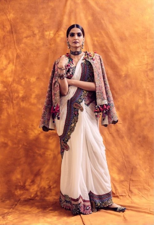 Sonam Kapoor in a fully heavy designer blouse