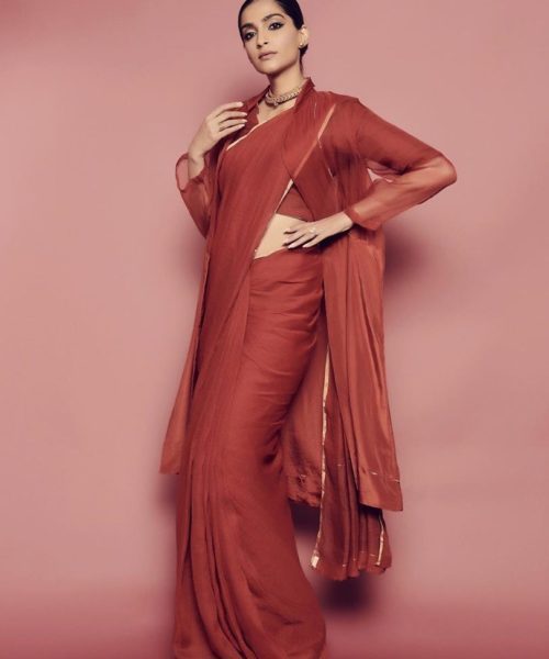 sonam kapoor in jacket style blouse