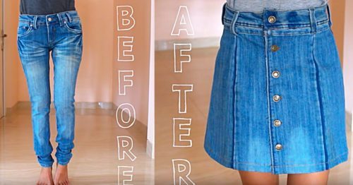 denim jeans into skirt
