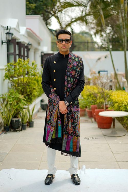 mens mehendi kurta with stole