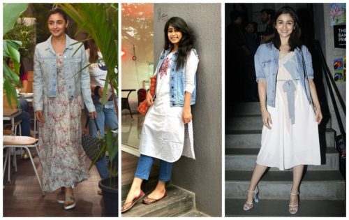 kurti with denim jacket for women