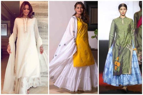 kurti with lehenga skirt designs