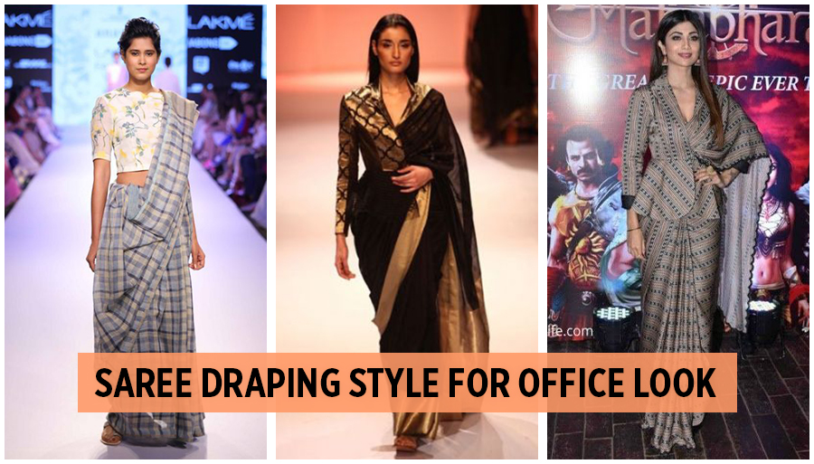 saree draping style for office,