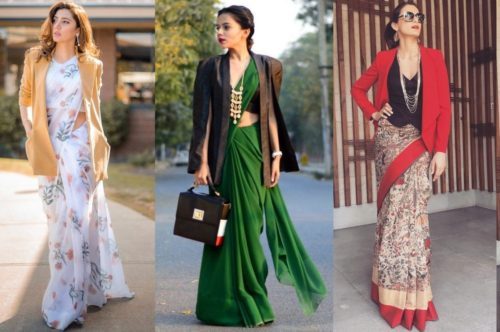 saree with blazer for office 
