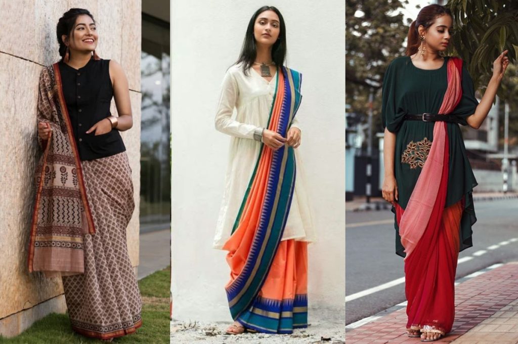 saree with kurti style for office