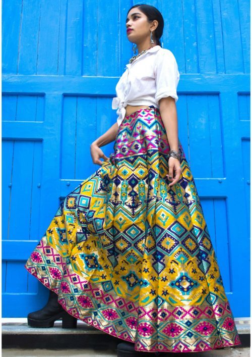 white shirt with lehenga