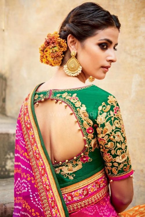 Bandhej saree with designer blouse