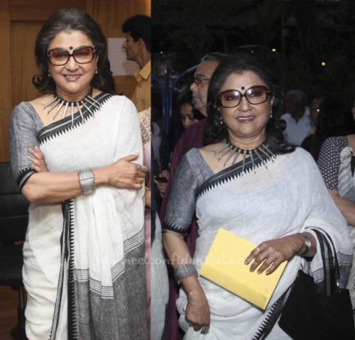 Aparna Sen in white Linen Saree