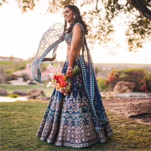 Blue lehenga choli for engagement