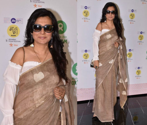 Mini mathur in linen saree