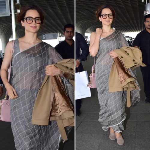 Kangana Ranaut in linen saree
