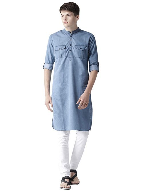 denim new style pathani dress design of Eid fashion for men