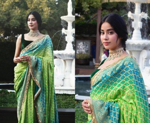 Green shaded Bandhej Saree