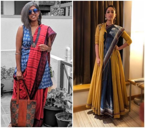 saree with long or short kurti