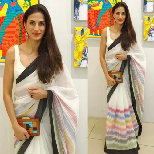 Shilpa Reddy in white linen saree