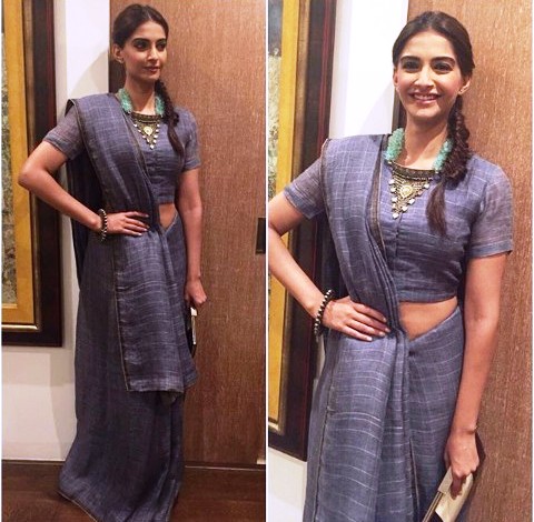 Sonam Kapoor's in Khadi linen Saree