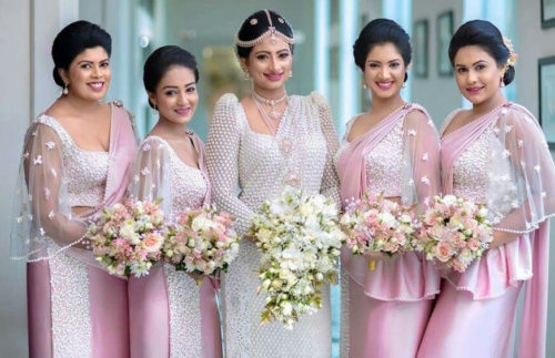 cocktail theme bridesmaid sarees