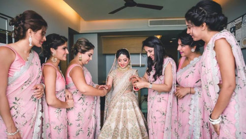 floral bridesmaid sarees