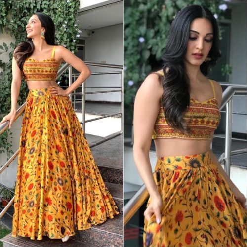 yellow printed lehenga