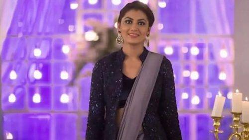 pragya in grey saree