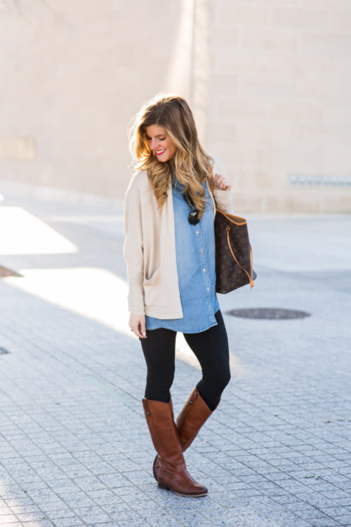 cardigans over tunic dress