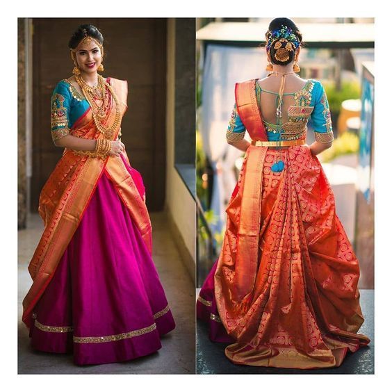 saree with lehenga,