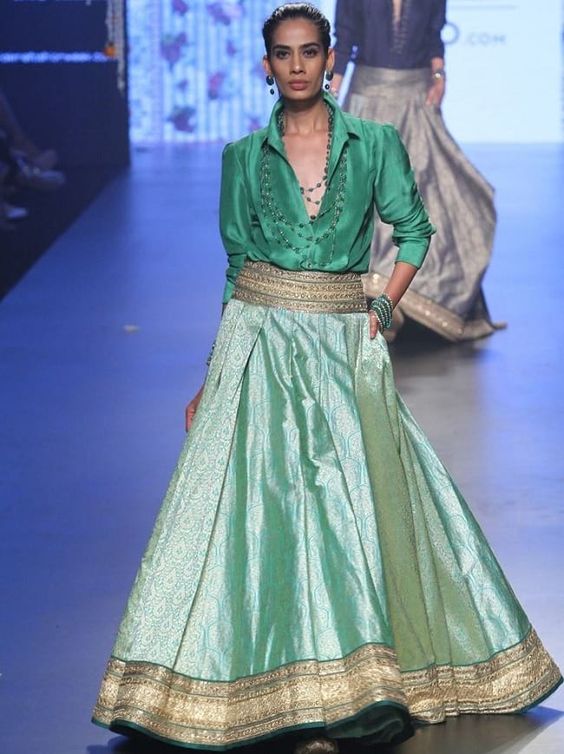 style festive lehenga with shirt