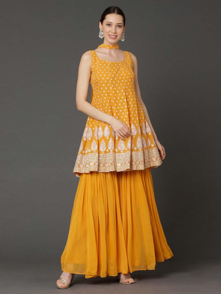 yellow sharara kameez
