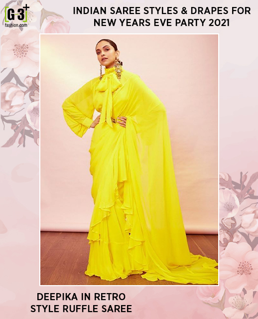 Deepika slaying in yellow saree for party