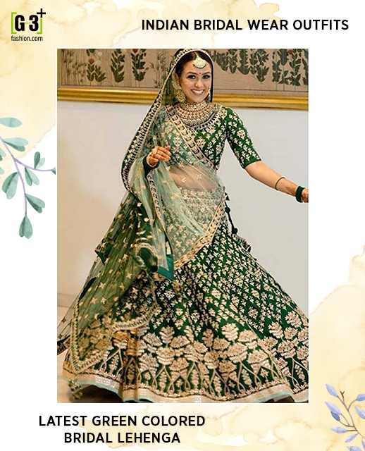Green bridal lehenga