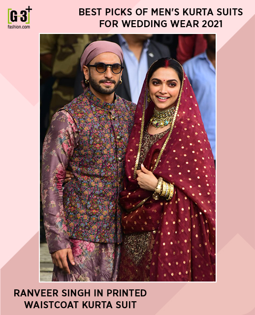 Ranveer singh in printed waistcoat kurta suit, printed kurta, printed waistcoat,