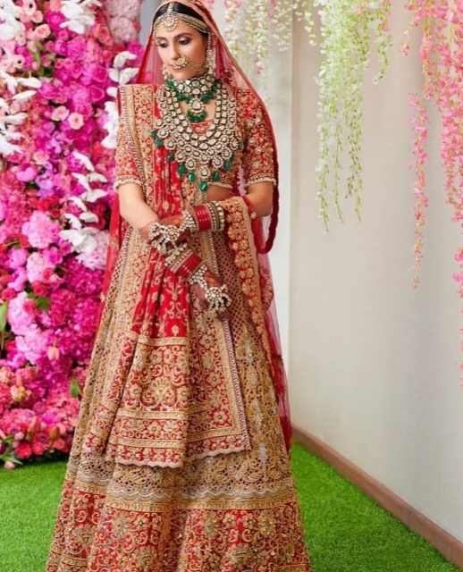 shloka mehta in designer bridal lehenga
