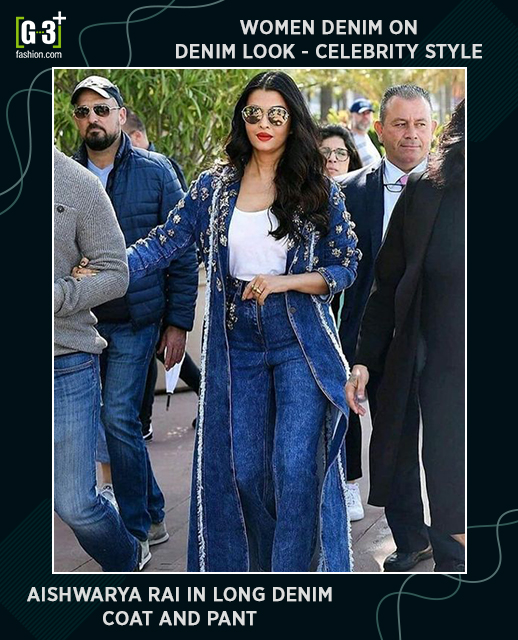 Aishwarya Rai in Long denim coat and pant Aishwarya Rai denim long coat and jeans