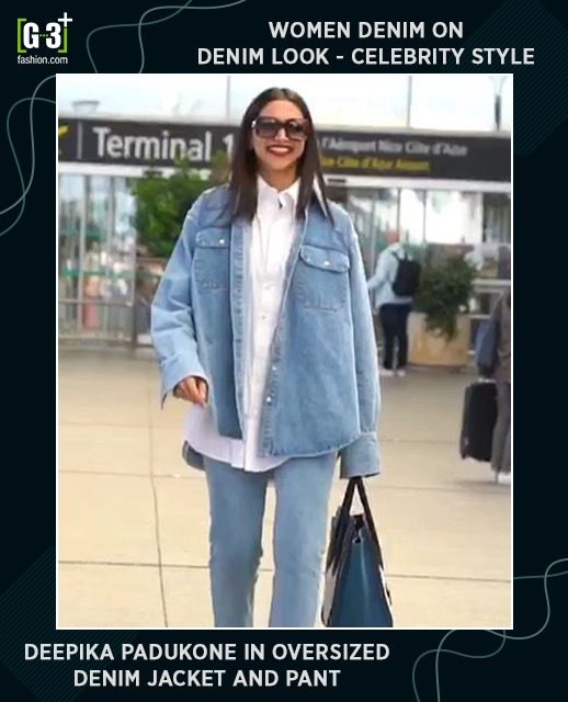 Deepika padukone in oversized denim jacket and jeans oversized denim jacket and jeans