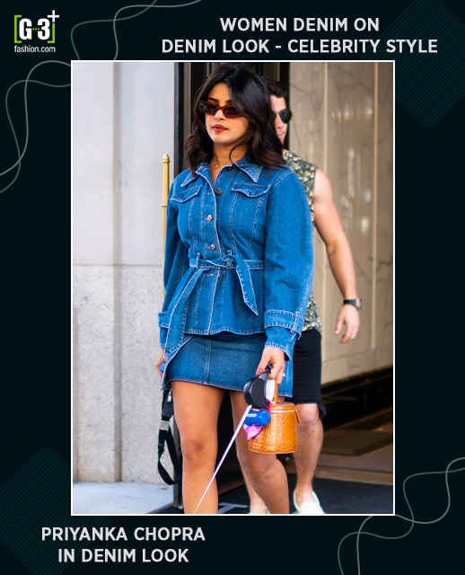 Priyanka Chopra in denim jacket and mini skirt Priyanka Chopra in denim jacket and mini skirt