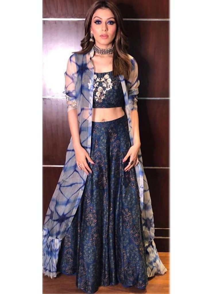 crop top and lehenga with jacket