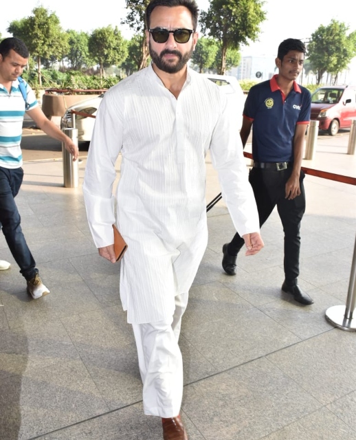 saif ali khan in white plain kurta suit, plain kurta, kurta,