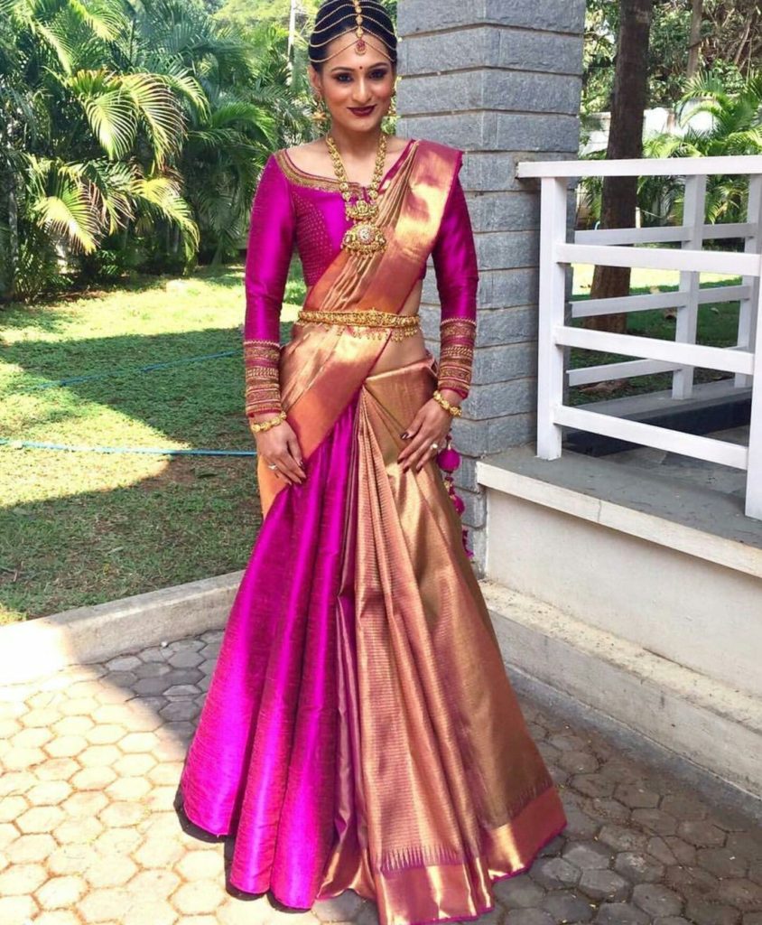 draping silk saree as a lehenga