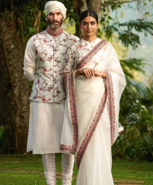 sabaysachi white organza saree