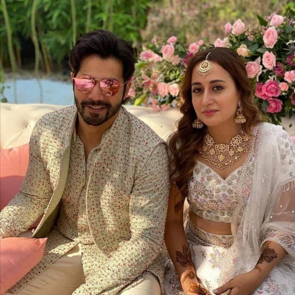 Varun and Natasha Dalal mehendi outfits