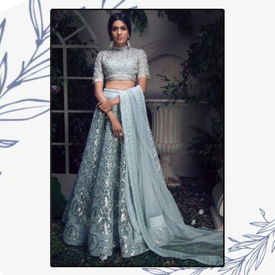 Women's Reception Outfit, blue lehenga