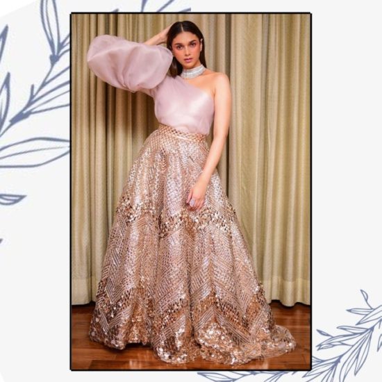 Lehenga with off-shoulder top