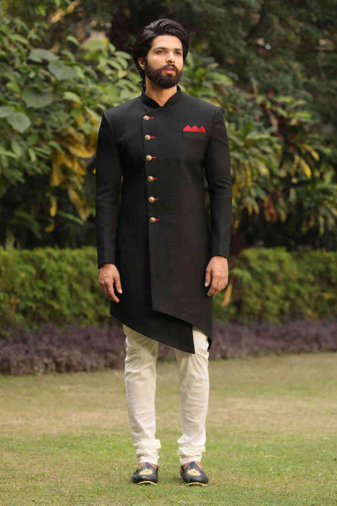 Black indo western for men wedding reception indo western men's wedding dress 2021