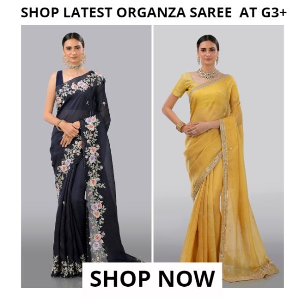 shop plain organza saree online, buy embroidery organza silk saree,