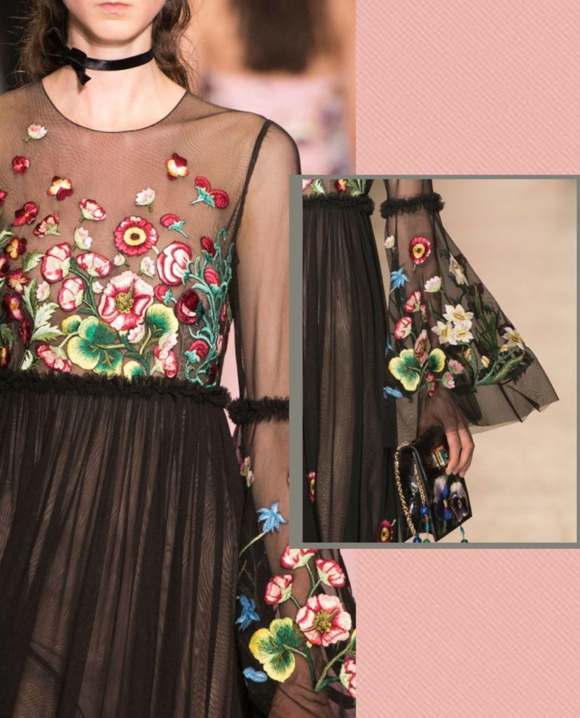 Black thread work dress