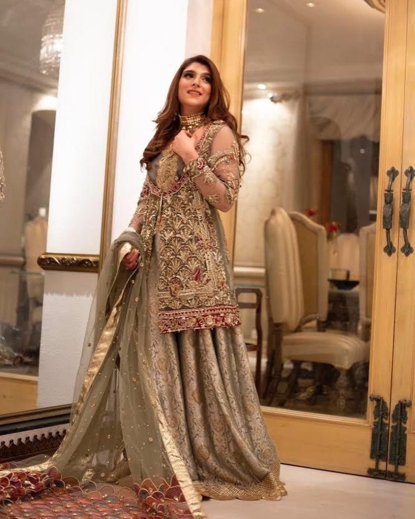 Embroidered long kurta and lehenga sangeet outfits for bride