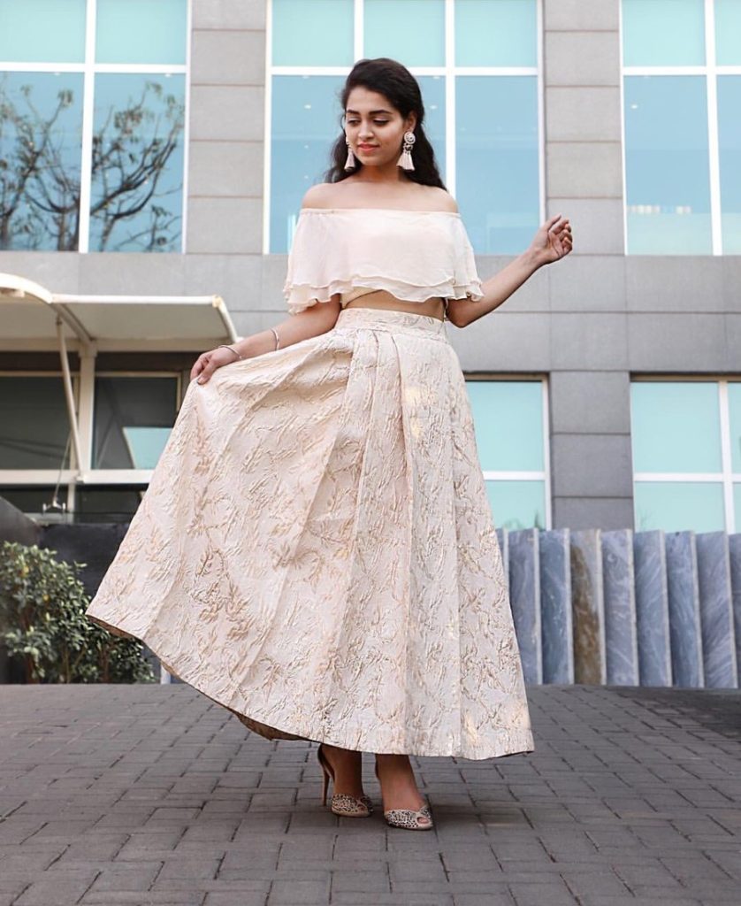 Off shoulder top and lehenga for sangeet look sangeet outfits for women 2021