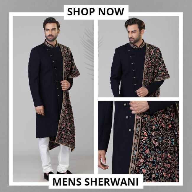 buy black indowestern sherwani online