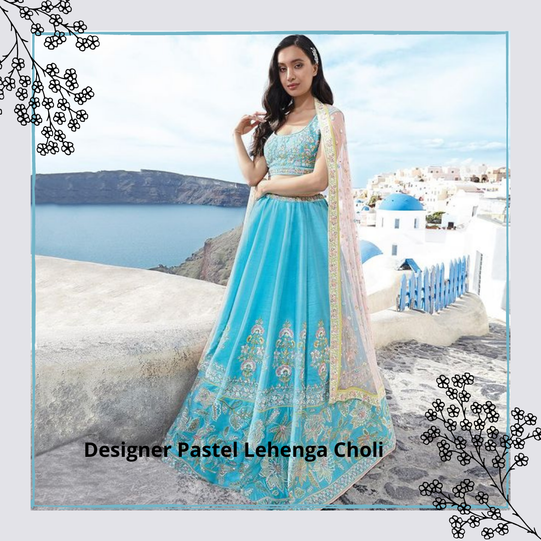 Robins Egg Blue Color Pastel Lehenga Choli