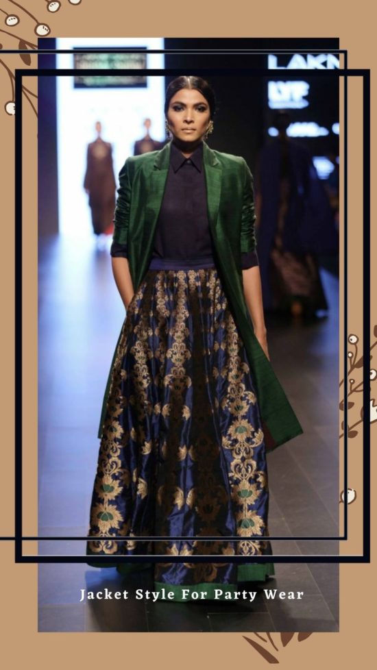 Long jacket with banarasi lehenga